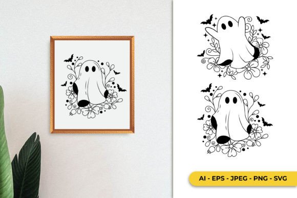Halloween Ghost with Floral SVG