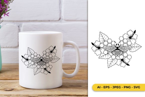 Honey Bee with Floral SVG