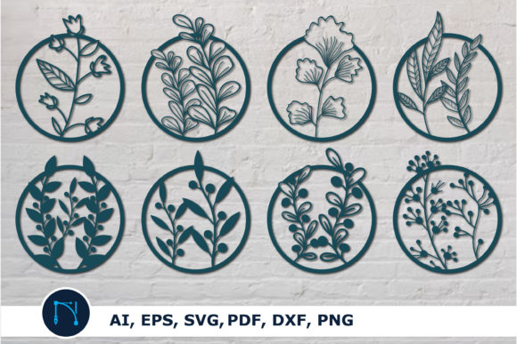 Laser Cut Round Panels Floral SVG Bundle