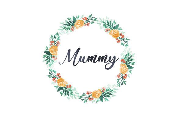 Mummy with Floral Watercolor Wreath