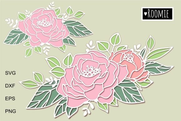 Peony SVG, Flower Border, Pink Peonies