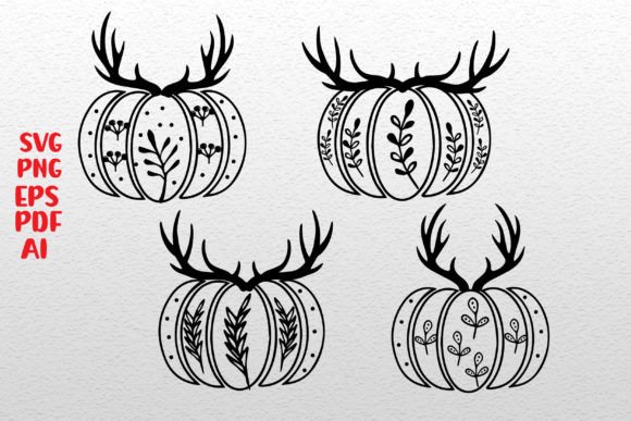 Pumpkin Deer with Decoration Floral SVG