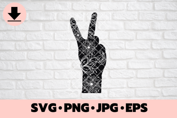 Wildflower Hand Peace Sign Floral SVG