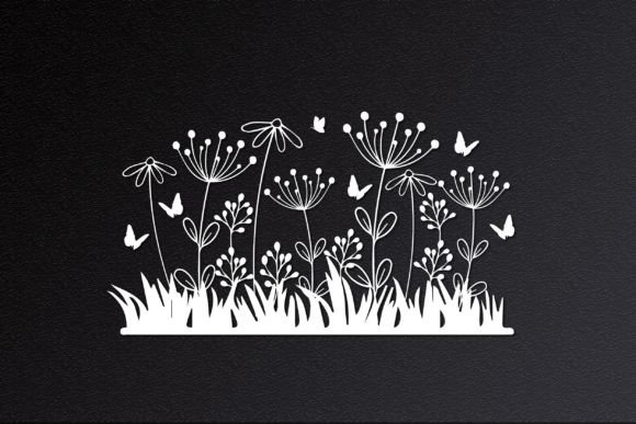 Wildflowers Garden Butterfly Floral SVG