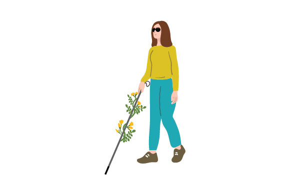 Woman with a Floral Cane